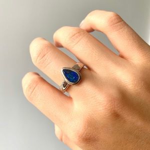 Australian deep blue Opal ring